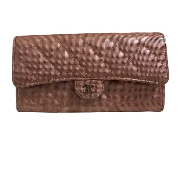 Chanel Brown Quilted Wallet Timeless Design - Picture 1 of 13